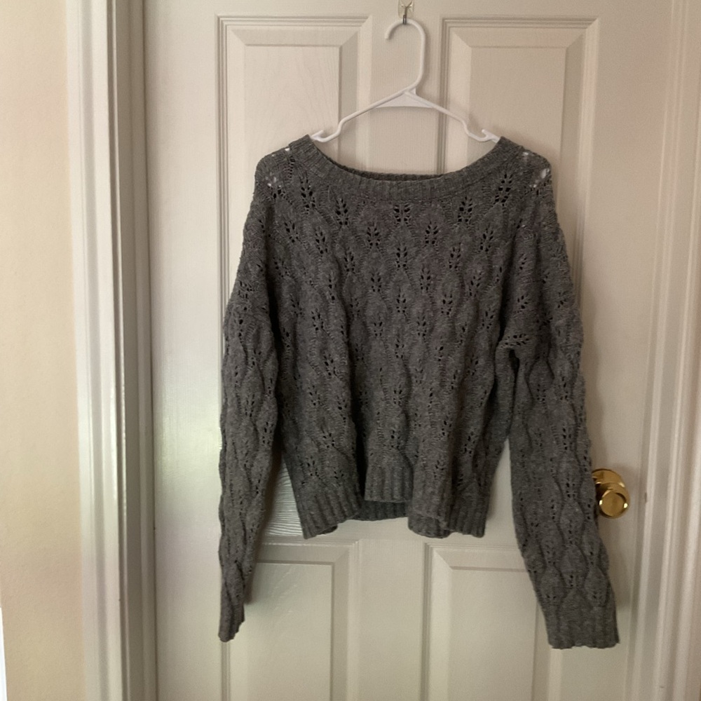 Kohl's Gray Chunky Knit Crew Neck Sweater